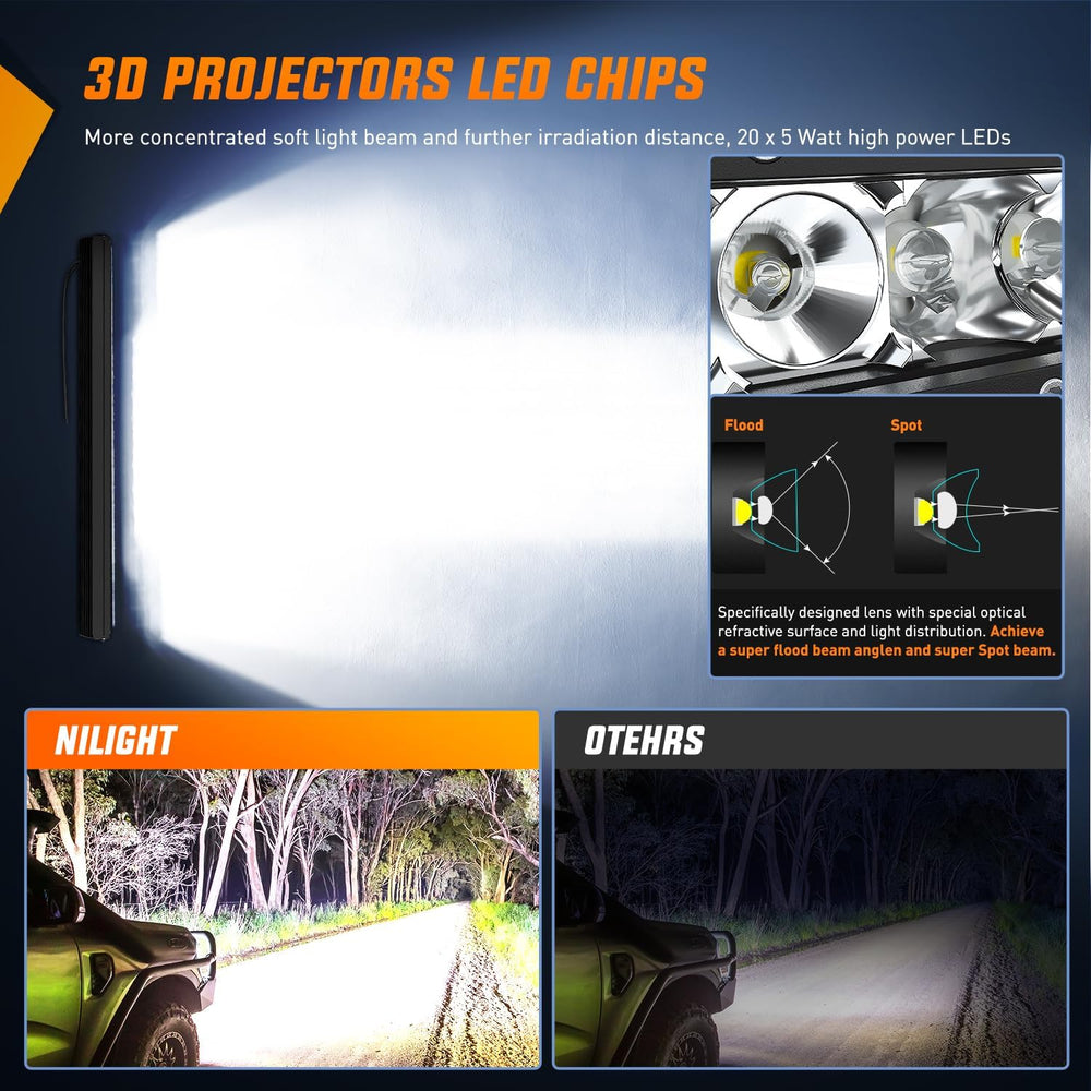 Nilight LED Light Bar 21inch 100W Spot Flood Combo Super Slim 9000LM Off Road...