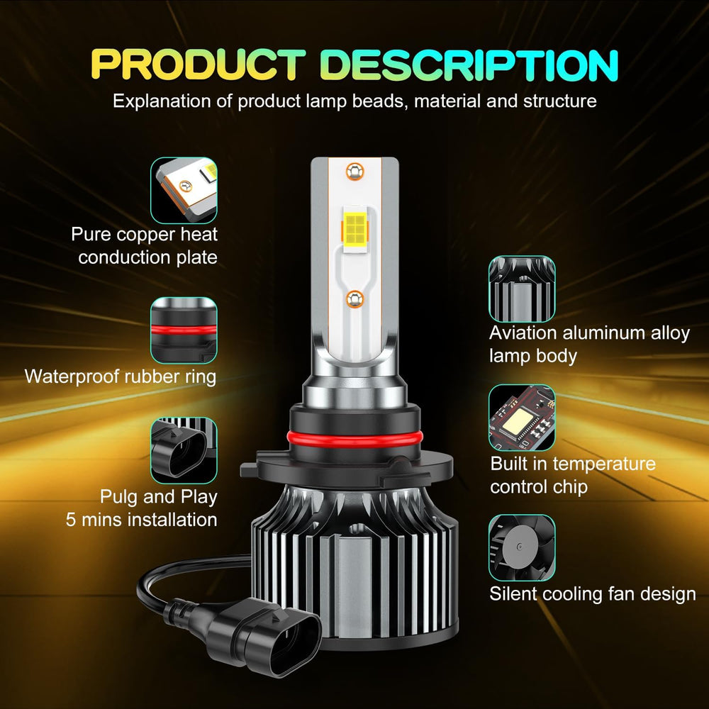 for Honda Civic Sedan 2004-2015 High Low Beam, White Light Bulbs, Pack of 4