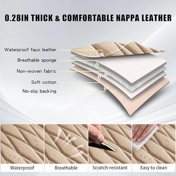 WELLDO Car Seat Covers Full Set, Leather Seat Covers