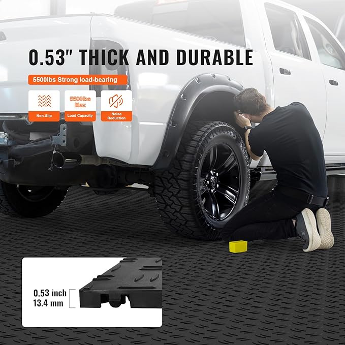 VEVOR Garage Tiles Interlocking, Non-Slip Double-Sided Texture Garage Floorin...