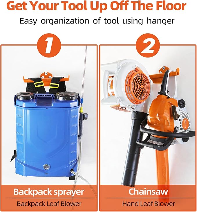 Backpack Leaf Blower Hanger, 2 Pack Backpack Sprayer Wall Mount, Heary Duty
