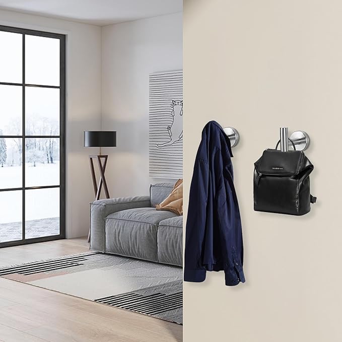 NearMoon Bath Towel Hooks- SUS 304 Stainless Steel Robe Hook Holder, Heavy Du...