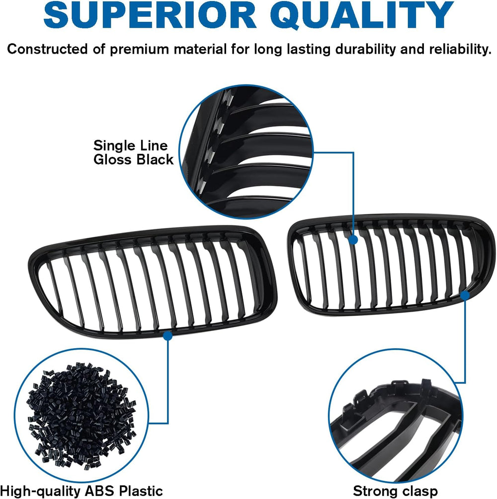 E90 Grille - Black Kidney Single slats Grill Compatible With BMW 3 series E90...