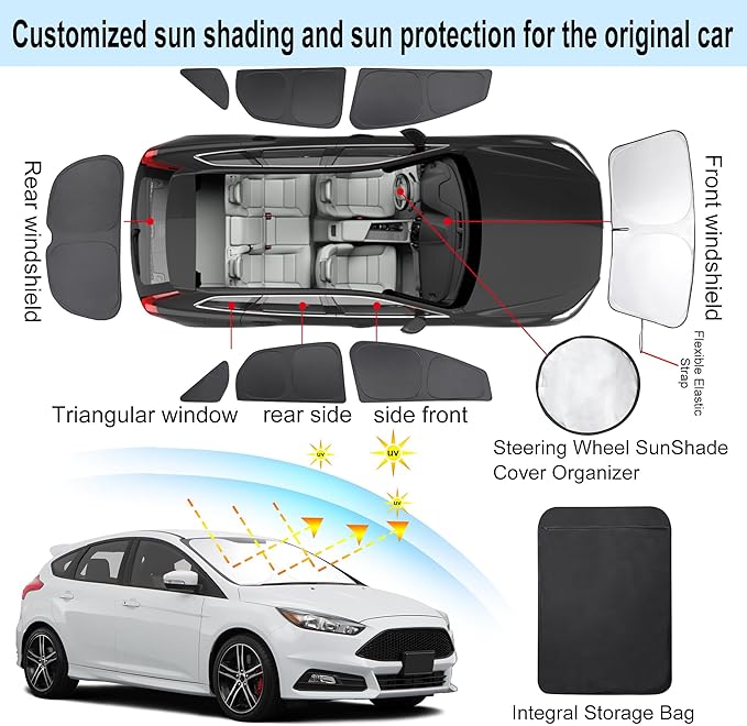 TINGLU Window Shades for Ford Focus 2014-2018 Hatchback Accessories Car Side ...