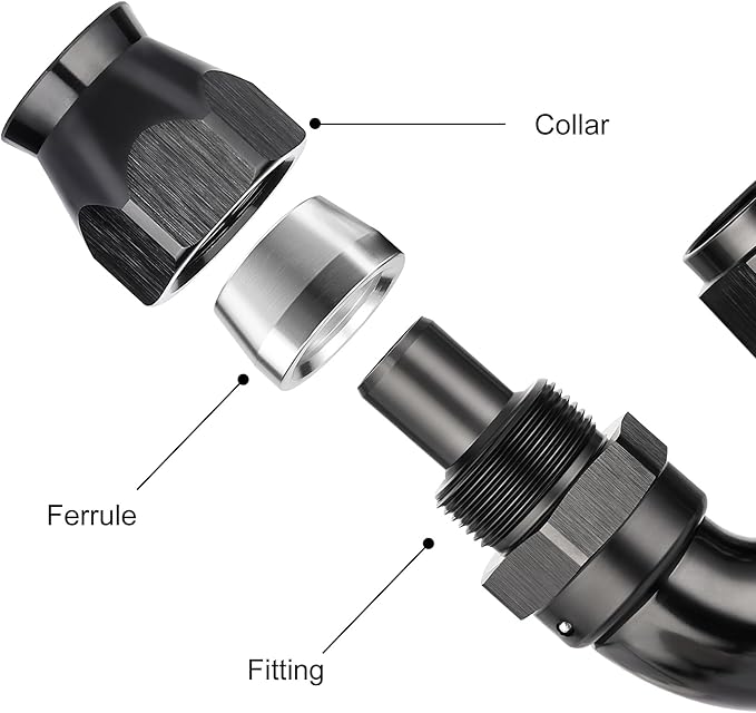 EVIL ENERGY 12AN 180 Degree PTFE One Piece Full Flow End Hose Fitting Aluminum