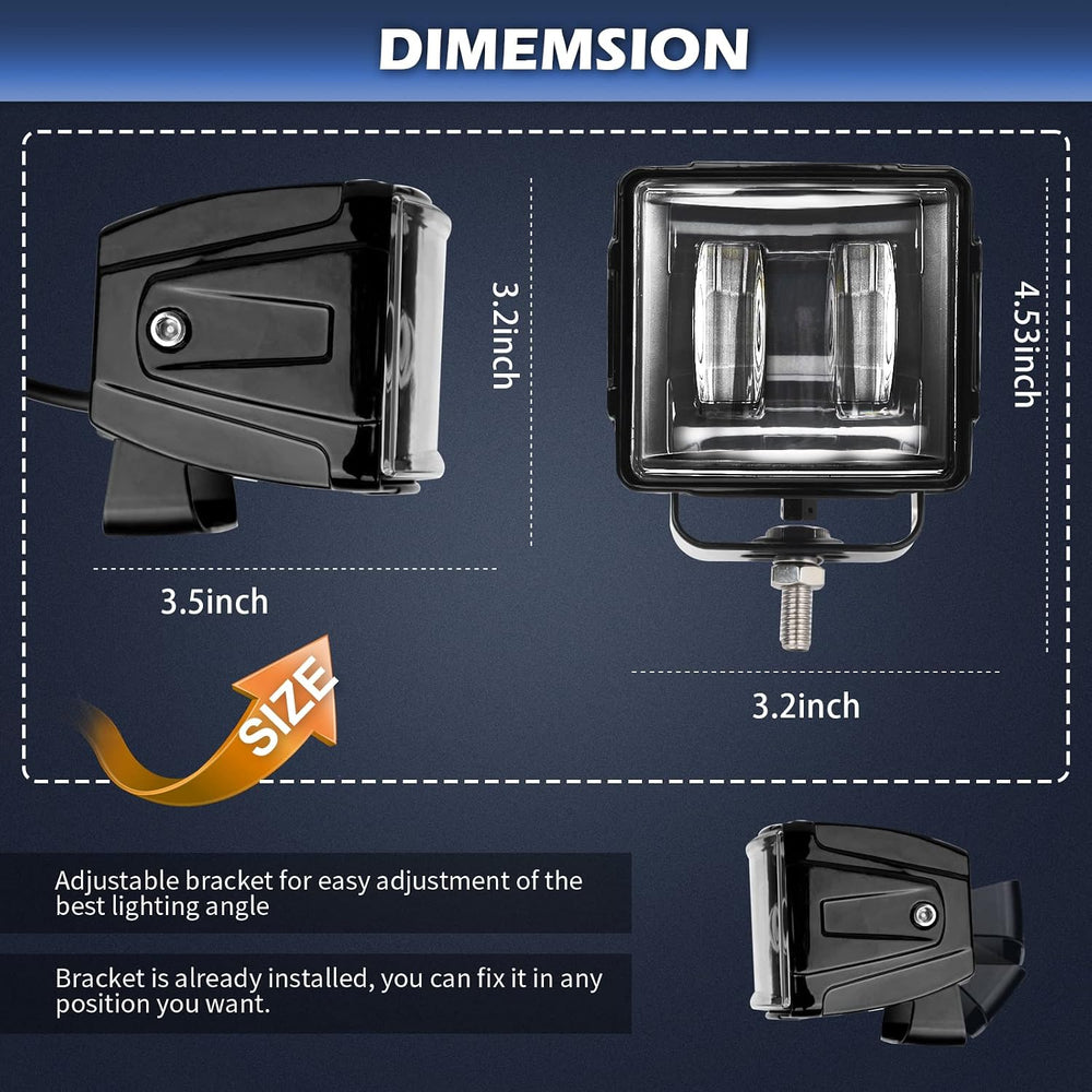 Dual Color LED Cubes Pods Lights, Super Bright 120W 3" LED Spot Work Lig...