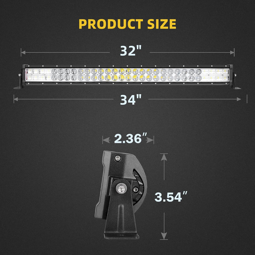 DWVO 32 Inch LED Light Bar w/10ft Wiring Harness Spot & Flood Combo Beam
