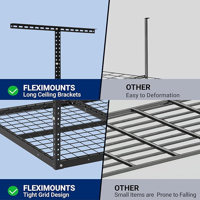 FLEXIMOUNTS 3x4 Overhead Garage Storage Rack, Adjustable Organization System