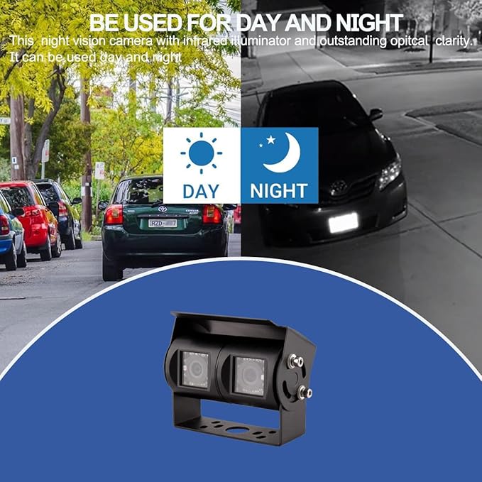 AHD 1080P 7" Reverse Rear View Backup Dual Twin Lens Camera System, Poin...