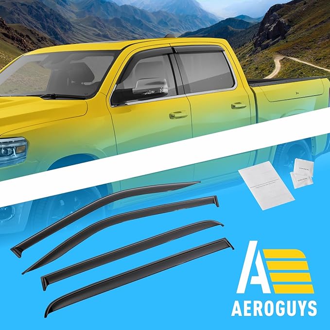Extra Durable Window Deflectors Tape-On Window Visors Rain Guards Fit (4pcs)