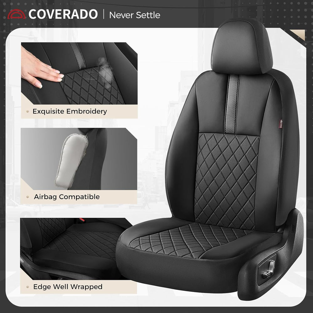 Coverado Car Seat Covers Full Set, Automotive Leather Seat Covers for Car,Uni...