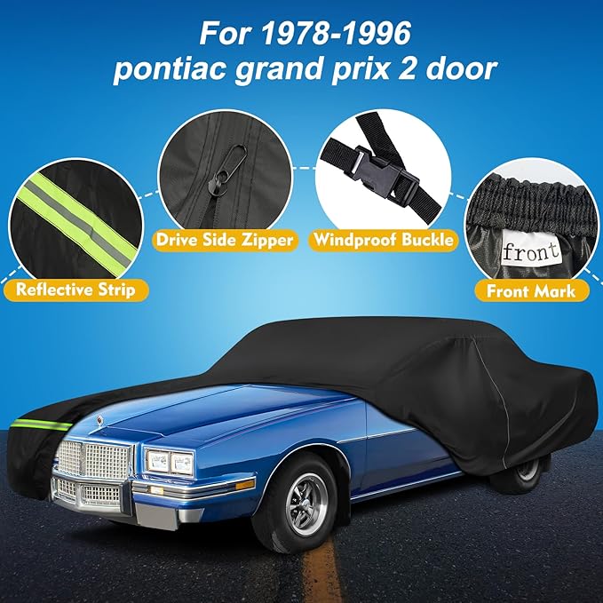 QUNSUNUS Waterproof Car Cover for Pontiac Grand Prix 1978-1996, Outdoor Car