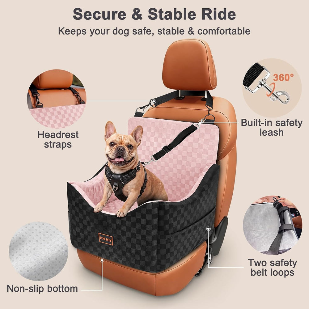 JOEJOY Elevated Dog Car Seat for Small/Medium Dogs up to 35 lbs, Memory Foam ...