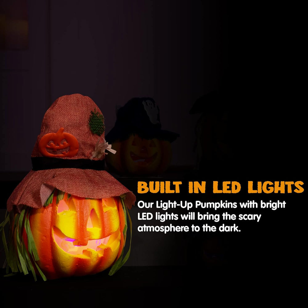 JOYIN 6 Pcs Light Up Pumpkins Halloween Decorations Outdoor Indoor Jack O Lan...