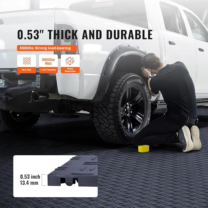VEVOR Garage Tiles Interlocking, Non-Slip Double-Sided Texture Garage Floorin...