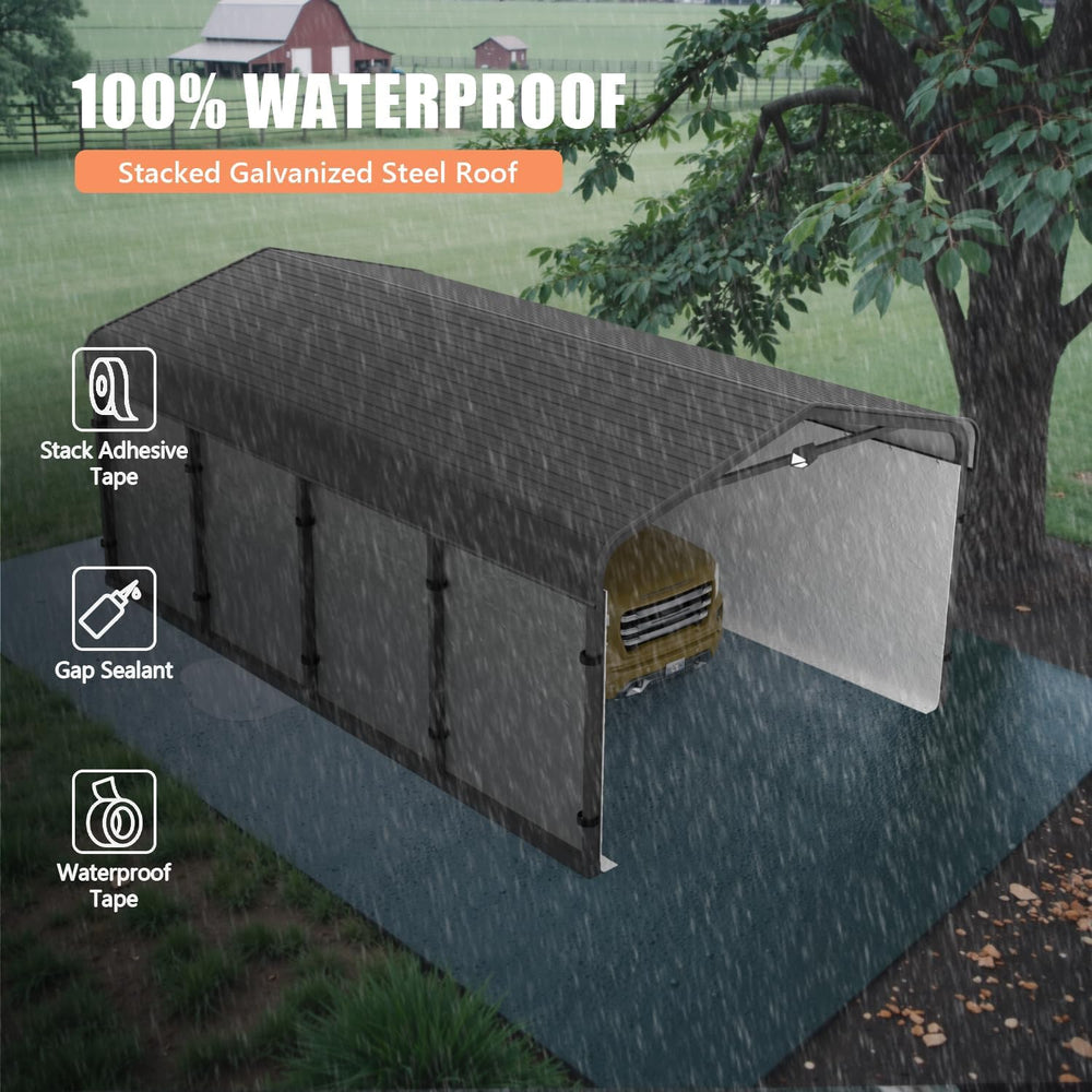 12x20 Heavy Duty Metal Carport Canopy, Drive Through Portable Garage