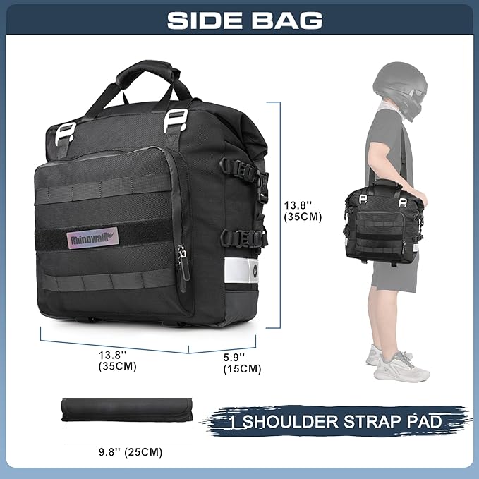 Rhinowalk Waterproof Motorcycle Saddlebags Luggage Bags 20L Quick Release