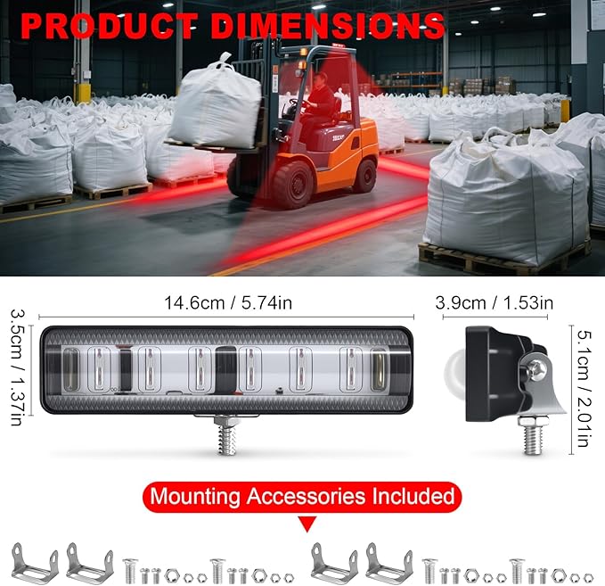 LED Forklift Safety Light Red for AGV Automated Guided Vehicle, Forklift Truc...
