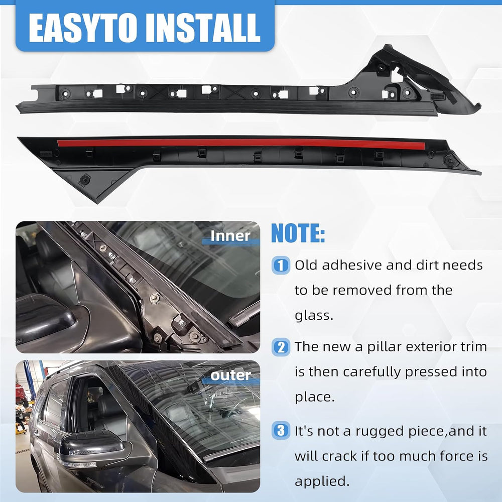 4 PCS Windshield A-Pillar Trim Molding Set Compatible with Ford Explorer 2011...