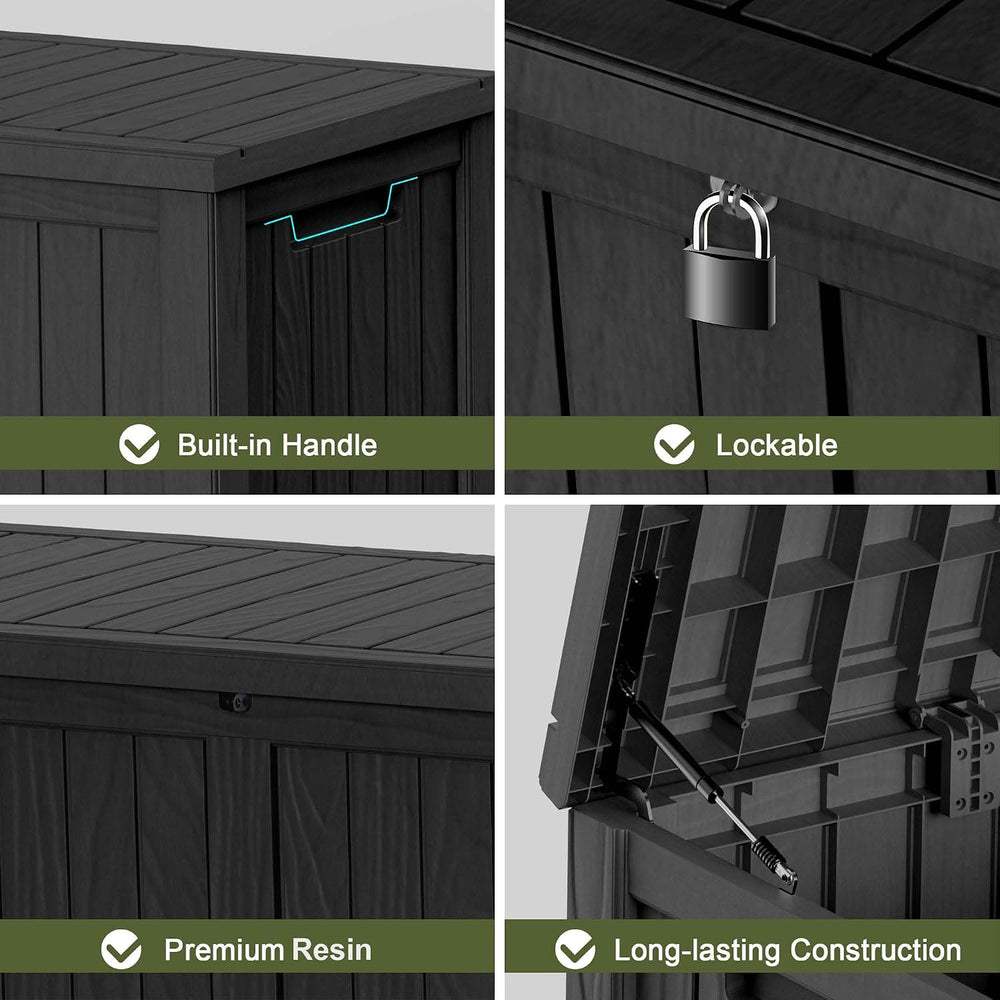 150 Gallon Outdoor Deck Box, Lockable Waterproof Outdoor Storage Boxes For Ga...