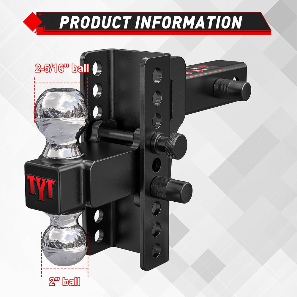 TYT Adjustable Truck Trailer Hitch for 2.5" Receiver, 6" Drop/Rise ...
