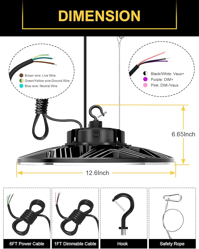 UFO LED High Bay Light, 150W/100W/80W Adjustable, 3000K/4000K/5000K, UL &...