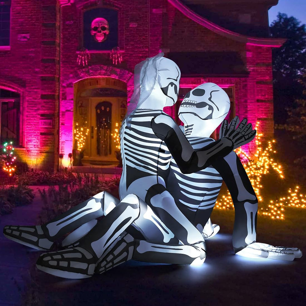 GOOSH 6.5 FT Long Halloween Inflatables Skeleton Outdoor Decorations Blow Up ...