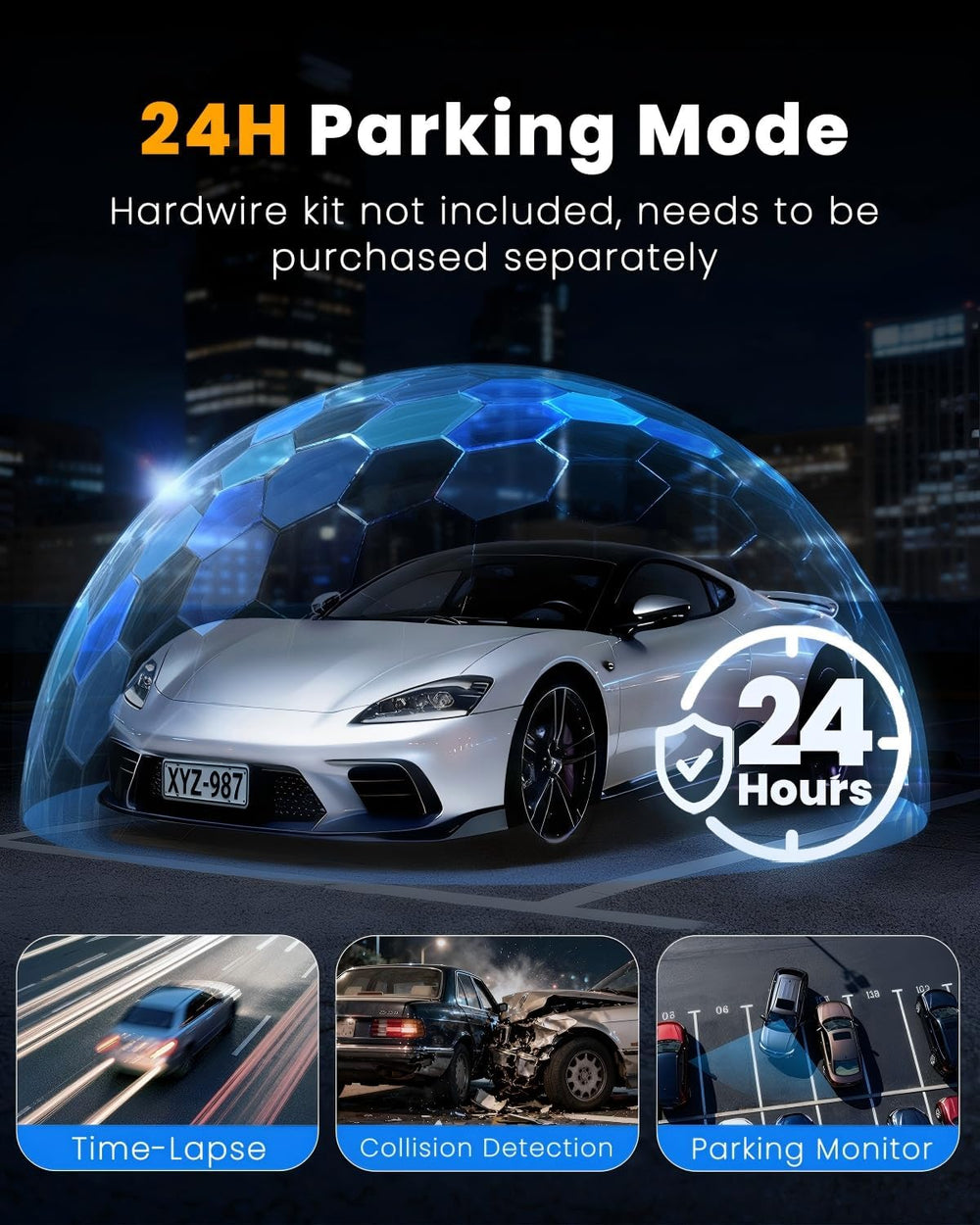 4 Channel 360° Dash Cam Front and Rear, 4K+1080P*3 FHD Car Camera