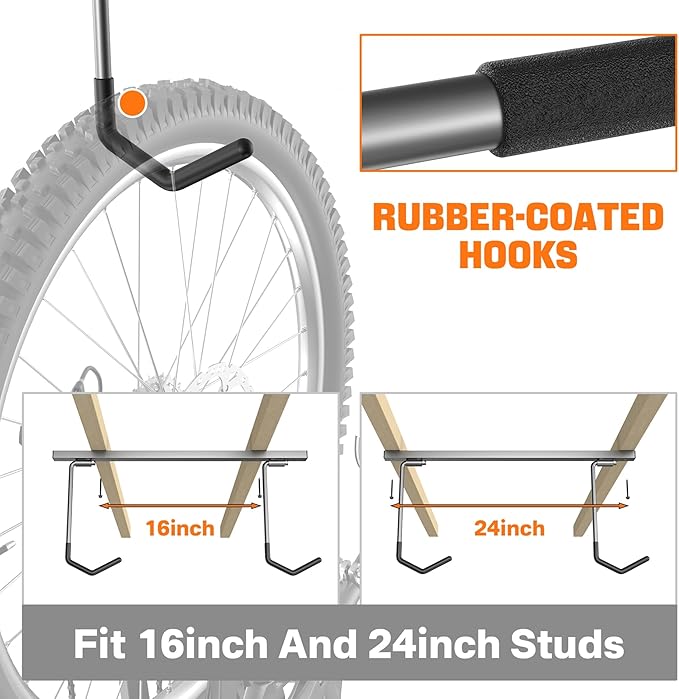 TORACK Overhead Bike Rack for Garage, Ceiling-Mounted Bicycle Storage Hooks for
