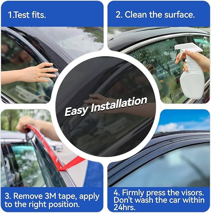 Window Visors Rain Guards for 2015-2024 Ford F150 SuperCab, Out-Channel Window