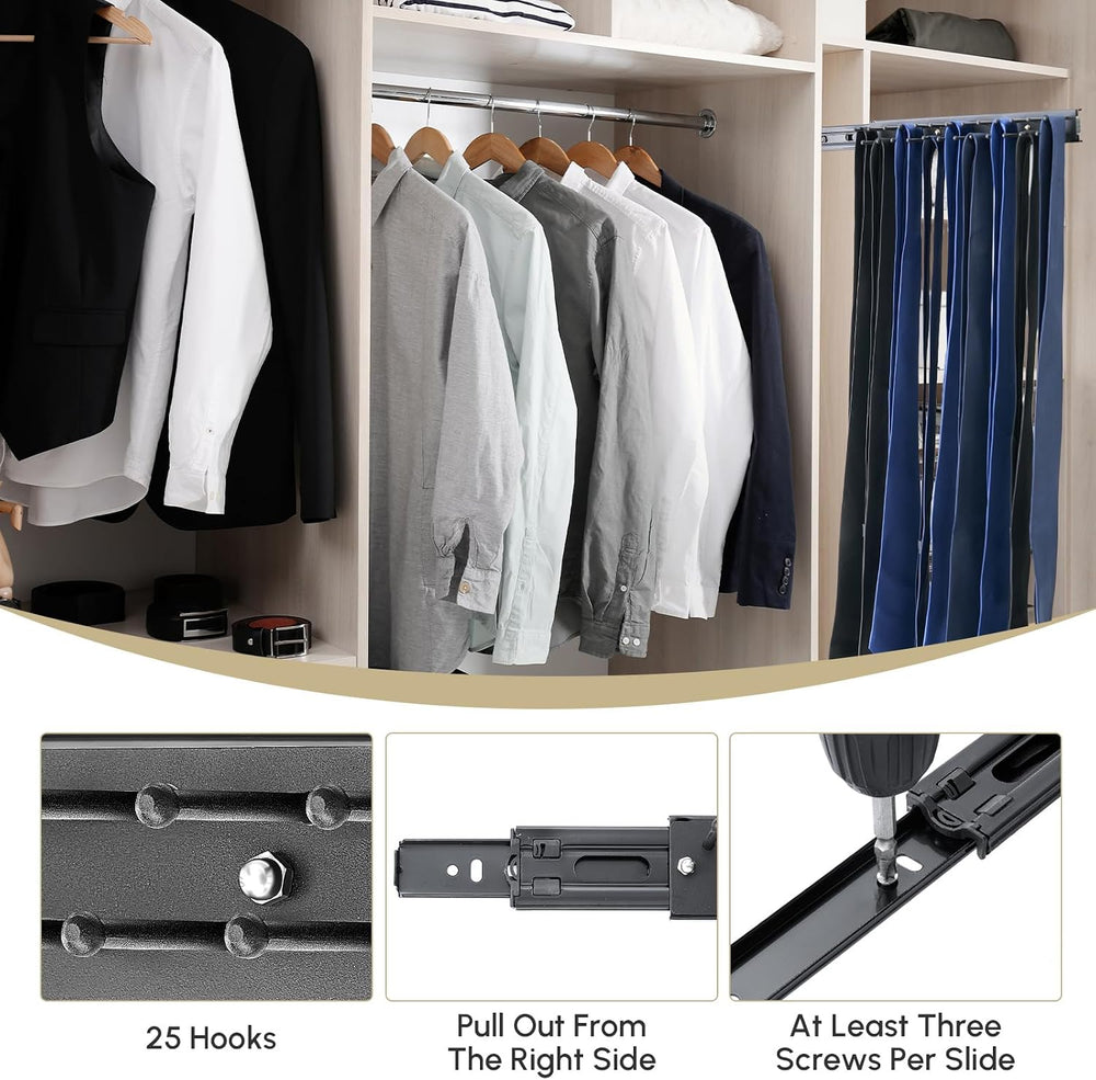 Blulu 2 Pcs 13.8'' Sliding Tie Rack Hangers for Closet, 25 Tie Each, ...