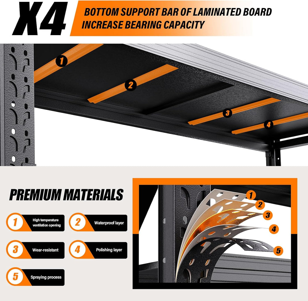 59"W Garage Shelving Heavy Duty Metal Storage Shelves , 3-Tier Garage St...