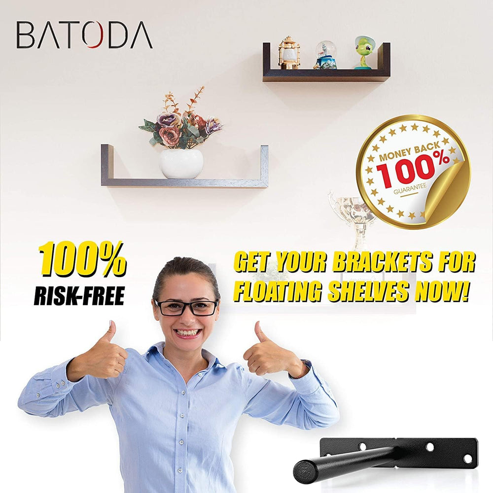 BATODA 6" Floating Shelf Bracket Heavy Duty (16 pcs) – Solid Steel Blind...