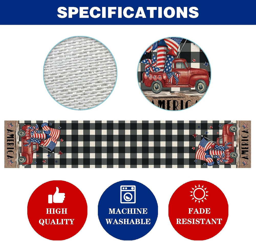 8 Pcs Truck Holiday Table Runners 72 Inches Long, Rustic Truck Fall Winter Ha...