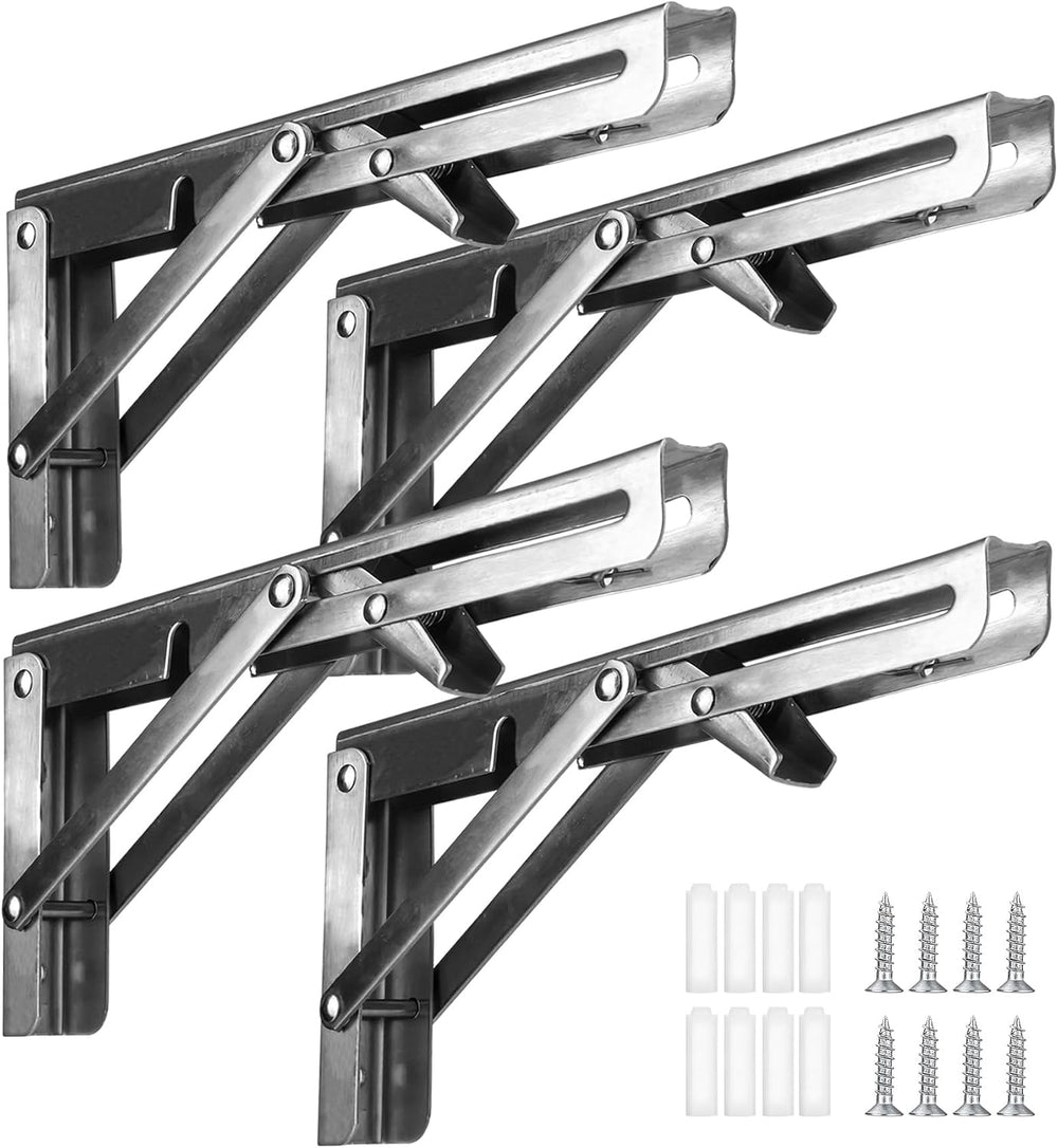 Folding Shelf Brackets - 4 Pcs 16 Inch,Heavy Duty, Stainless Steel