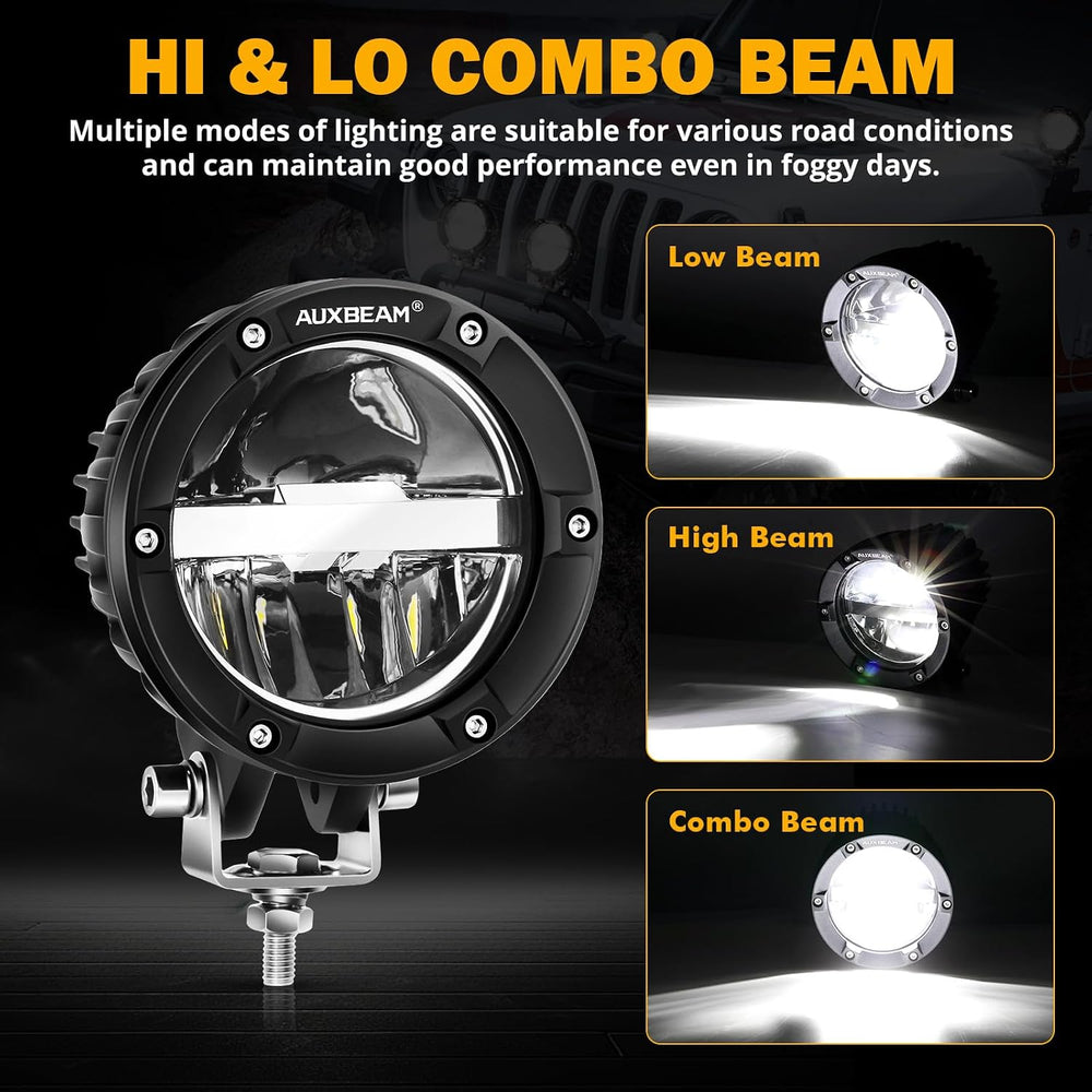 Auxbeam 4'' 100W Offroad Light, C4 Series Driving Pod with Hi/Lo/Comb...