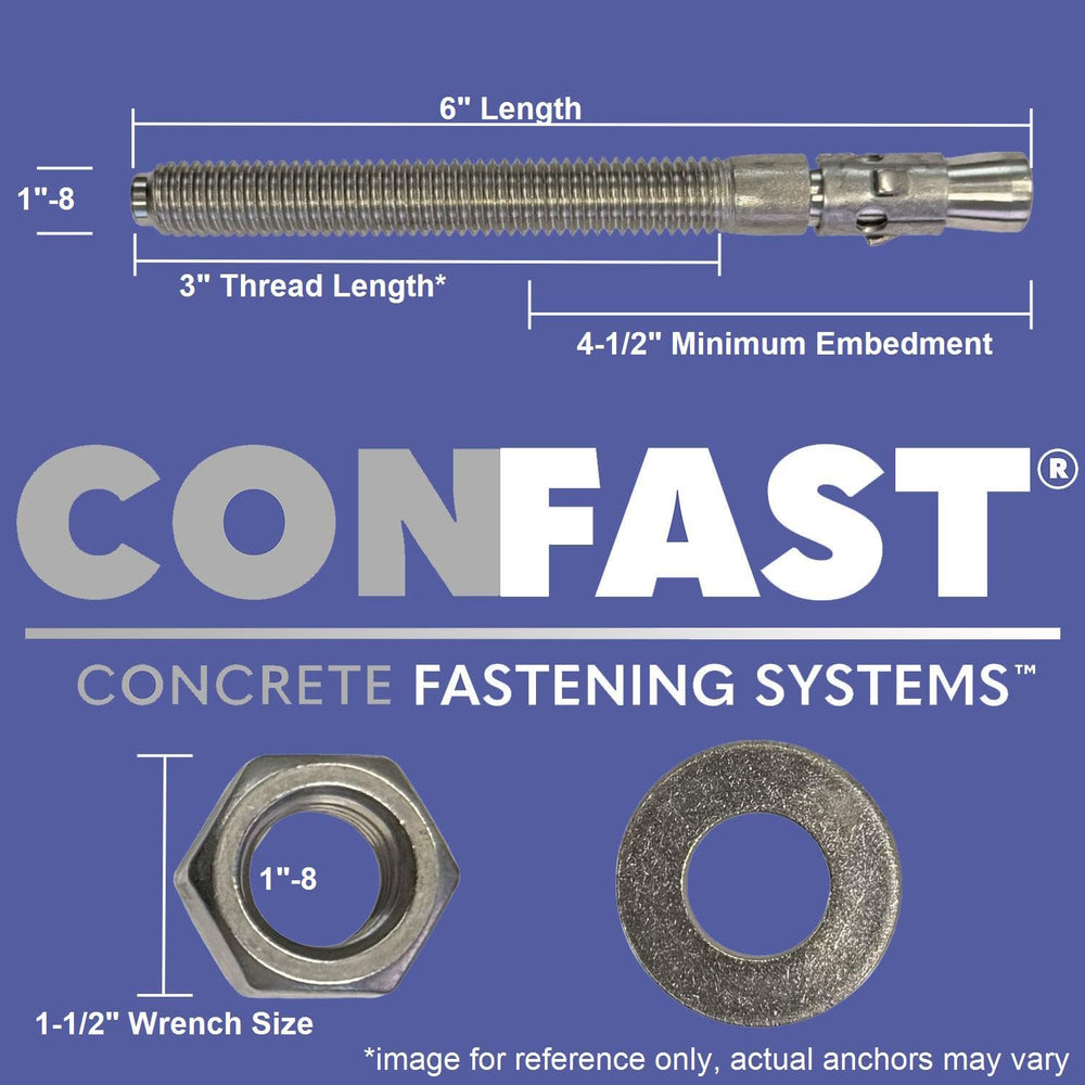 CONFAST 1" x 6" Wedge Anchor Zinc Plated (Box of 5)