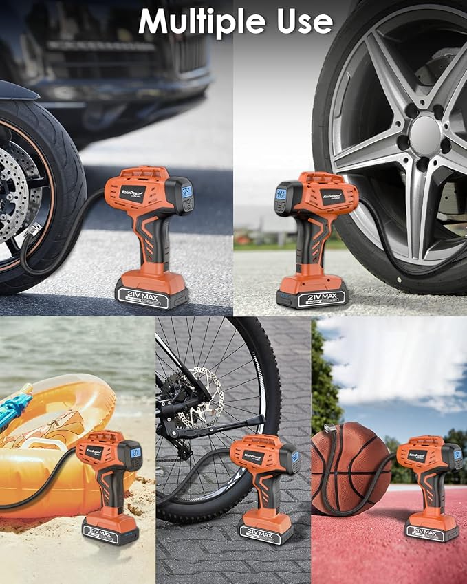 Tire Inflator Air Compressor, 21V Cordless Car Tire Pump