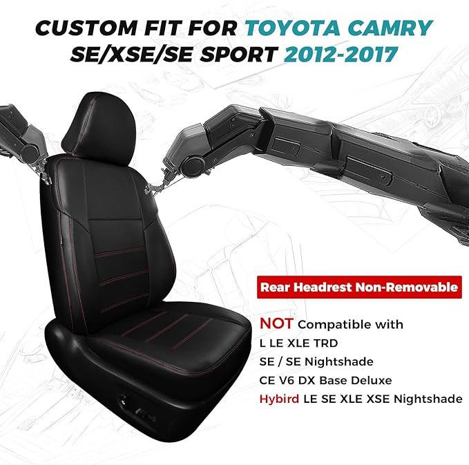 for Toyota Camry Seat Covers SE XSE SE Sport 2012 2013 2014 2015 2016 2017