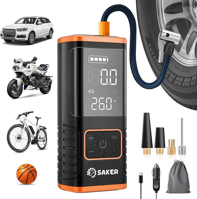 Saker Tire Inflator Portable Air Compressor