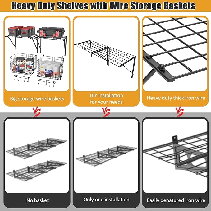 2 Pack Garage Shelves Wall Mounted
