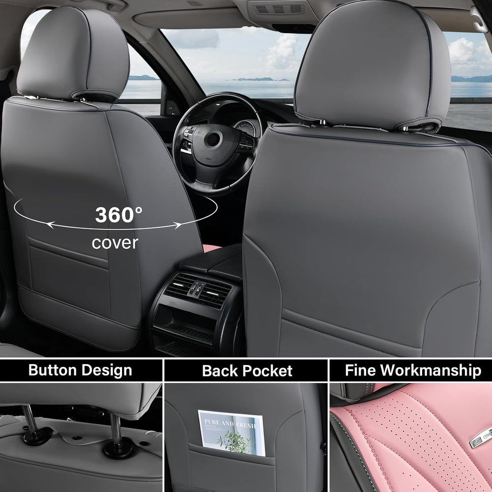 Coverado Car Seat Covers Full Set, Universal Seat Cover for Cars, Luxury Faux...