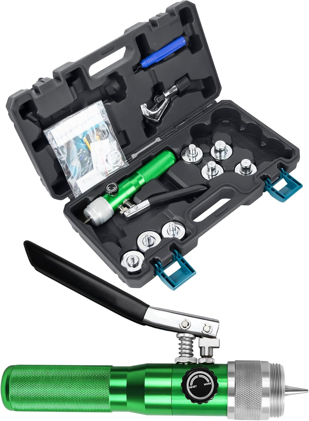 Hydraulic HVAC Swaging Tool Kit with 7 Dies 3/8"-1-1/8"