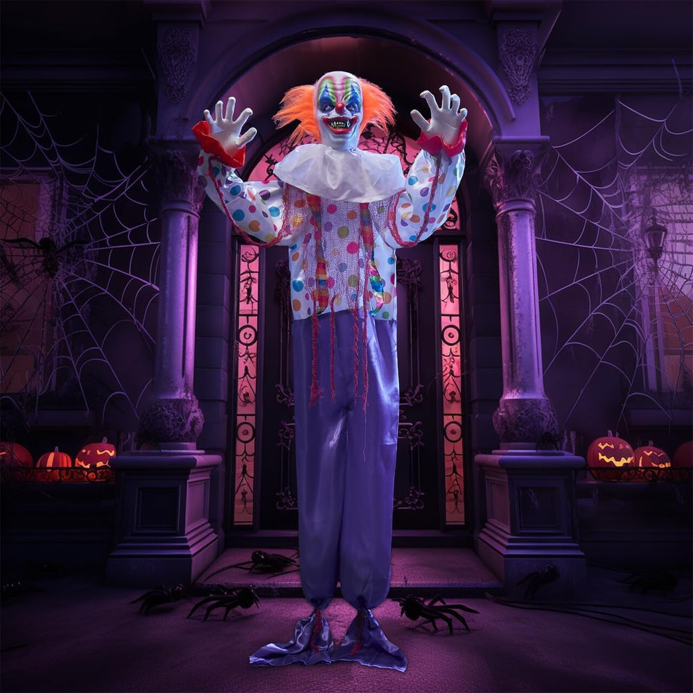 JOYIN 65" Halloween Hanging Clown Decoration Outdoor, Neon Face LED Talk...