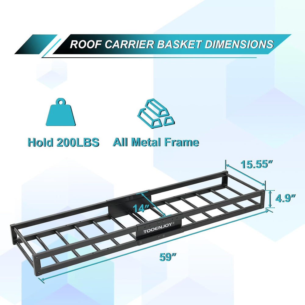 TOOENJOY 59" x 15.5" x 5" Skinny Roof Cargo Carrier Basket, He...
