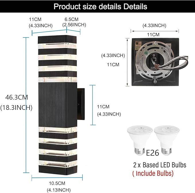 18inch LED Square Up & Down Wall Lights, 24W Outdoor Wall Light 4000K Day...