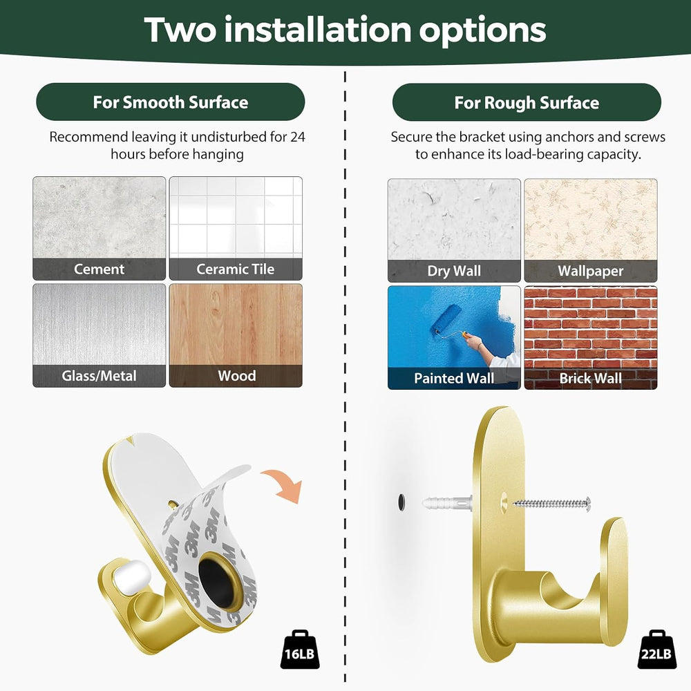 USFOOK Gold No Drill Curtain Rods for Windows 48 to 84, 2 Pack