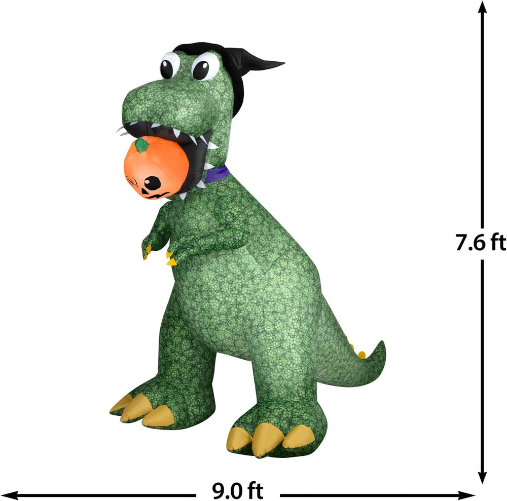 Gemmy Animated Halloween Inflatable T Rex with Jack O' Lantern, 7.5 ft Ta...