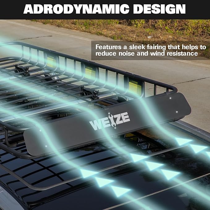 WEIZE Heavy Duty 64"x 39" Roof Rack, Rooftop Cargo Carrier Basket