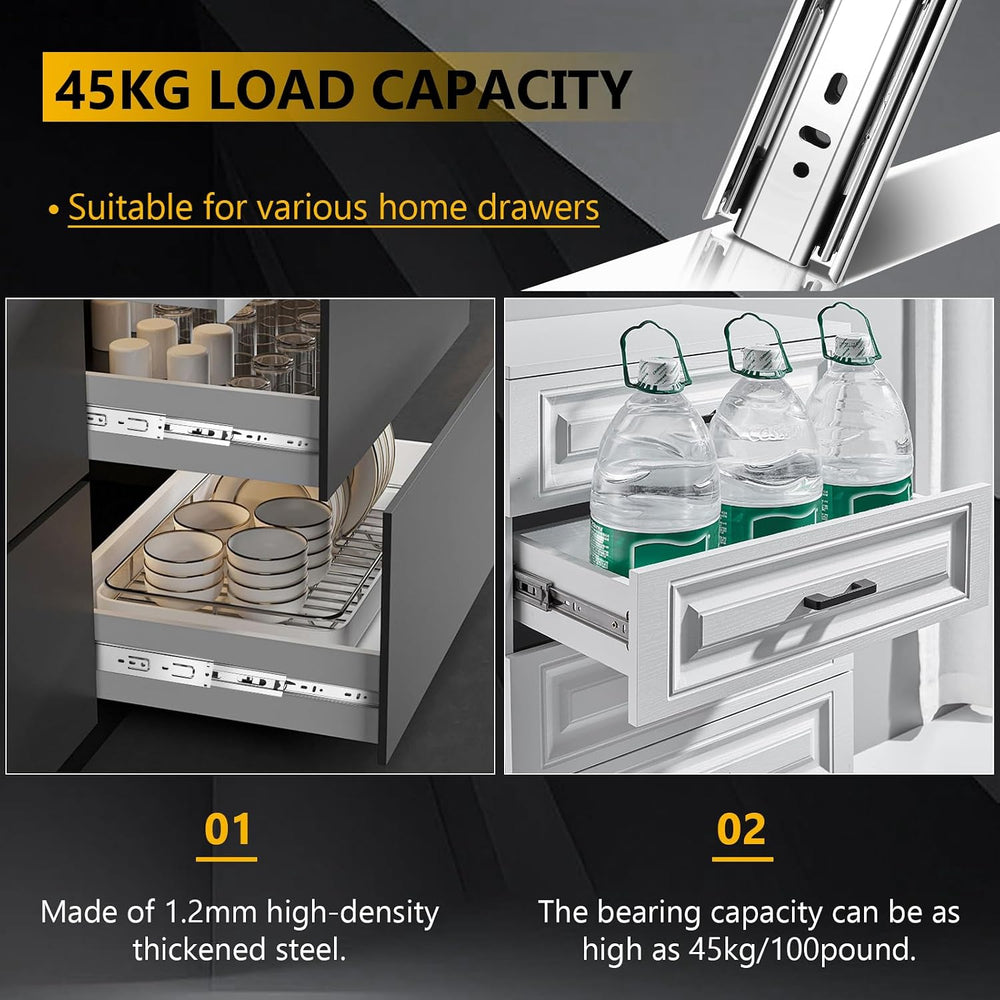 22 inch Ball Bearing Drawer Slides 6 Pairs (12pcs) - 100LB Capacity, Full Ext...